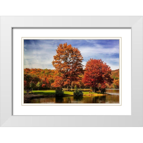 Autumn by the River II White Modern Wood Framed Art Print with Double Matting by Hausenflock, Alan