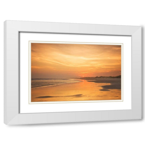 Golden Sunset Beach II White Modern Wood Framed Art Print with Double Matting by Hausenflock, Alan