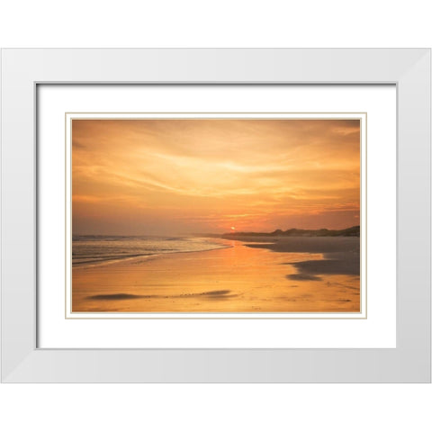 Golden Sunset Beach II White Modern Wood Framed Art Print with Double Matting by Hausenflock, Alan