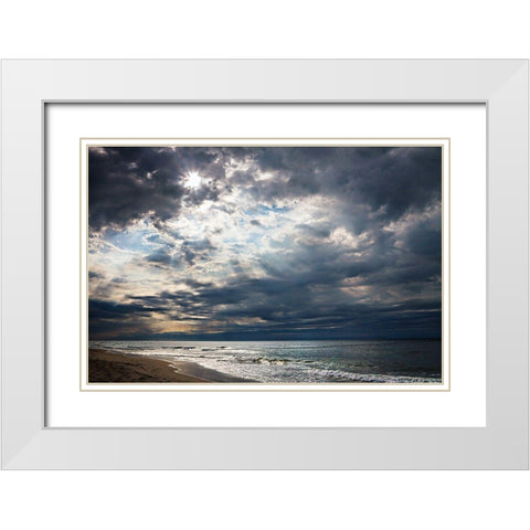 Storm over Masonboro Inlet White Modern Wood Framed Art Print with Double Matting by Hausenflock, Alan