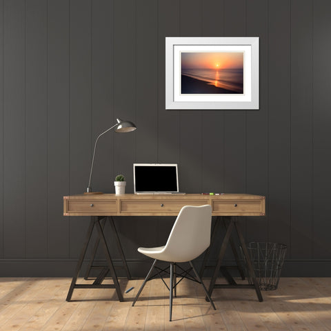 Sunrise in Tranquility White Modern Wood Framed Art Print with Double Matting by Hausenflock, Alan