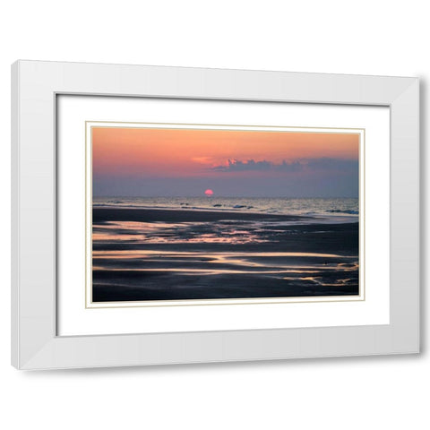 Pink Sun in Haze White Modern Wood Framed Art Print with Double Matting by Hausenflock, Alan