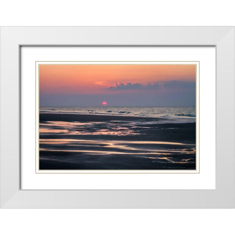 Pink Sun in Haze White Modern Wood Framed Art Print with Double Matting by Hausenflock, Alan