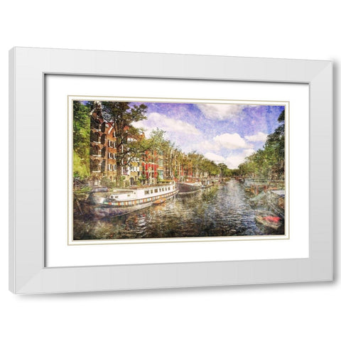 Amsterdam Waterway White Modern Wood Framed Art Print with Double Matting by Hausenflock, Alan