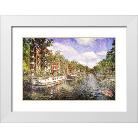 Amsterdam Waterway White Modern Wood Framed Art Print with Double Matting by Hausenflock, Alan