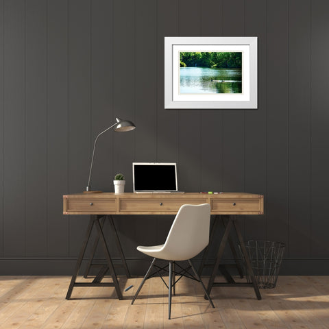 Walkerton Mill Pond White Modern Wood Framed Art Print with Double Matting by Hausenflock, Alan