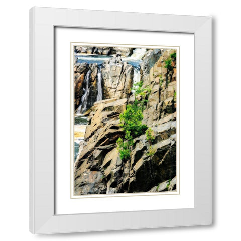 Cascading Water I White Modern Wood Framed Art Print with Double Matting by Hausenflock, Alan