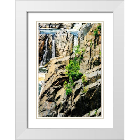 Cascading Water I White Modern Wood Framed Art Print with Double Matting by Hausenflock, Alan