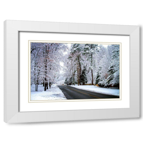 Old Church Rd. White Modern Wood Framed Art Print with Double Matting by Hausenflock, Alan