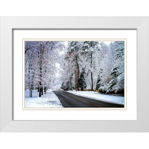 Old Church Rd. White Modern Wood Framed Art Print with Double Matting by Hausenflock, Alan