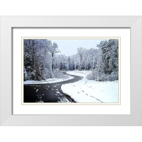 Lindsay Hill Lane White Modern Wood Framed Art Print with Double Matting by Hausenflock, Alan