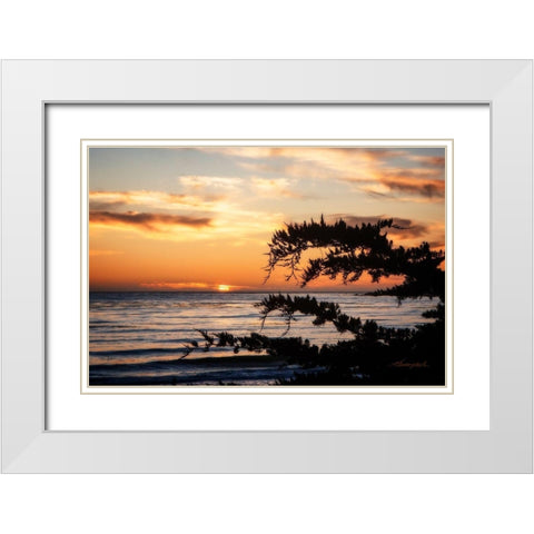 Sunset on Carmel Bay White Modern Wood Framed Art Print with Double Matting by Hausenflock, Alan