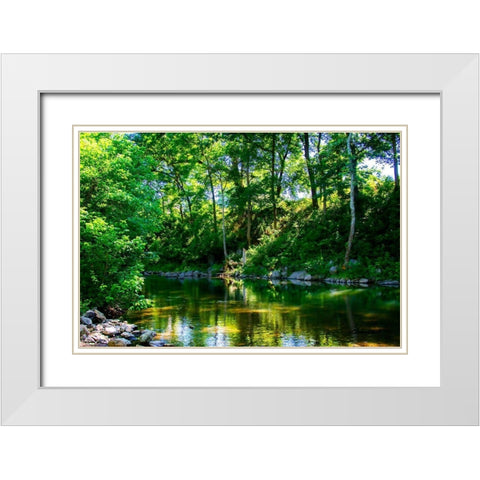 Stony Creek White Modern Wood Framed Art Print with Double Matting by Hausenflock, Alan