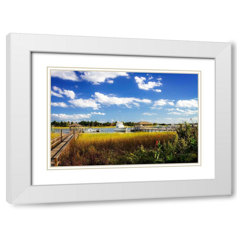 City Channel Docks White Modern Wood Framed Art Print with Double Matting by Hausenflock, Alan