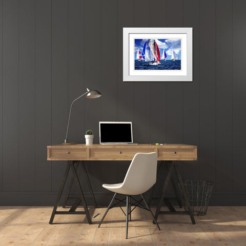 Sailing Away I White Modern Wood Framed Art Print with Double Matting by Hausenflock, Alan