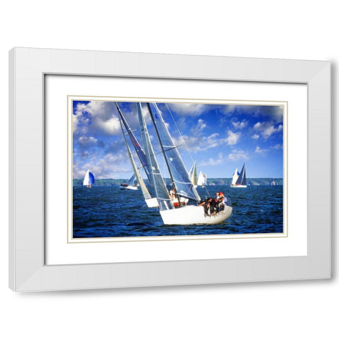 Sailing Away II White Modern Wood Framed Art Print with Double Matting by Hausenflock, Alan