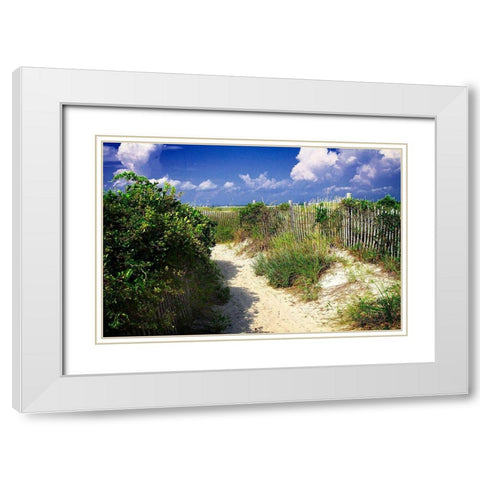 Sandy Walkway White Modern Wood Framed Art Print with Double Matting by Hausenflock, Alan