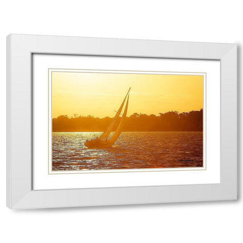 Sailing into the Gold White Modern Wood Framed Art Print with Double Matting by Hausenflock, Alan