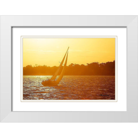 Sailing into the Gold White Modern Wood Framed Art Print with Double Matting by Hausenflock, Alan