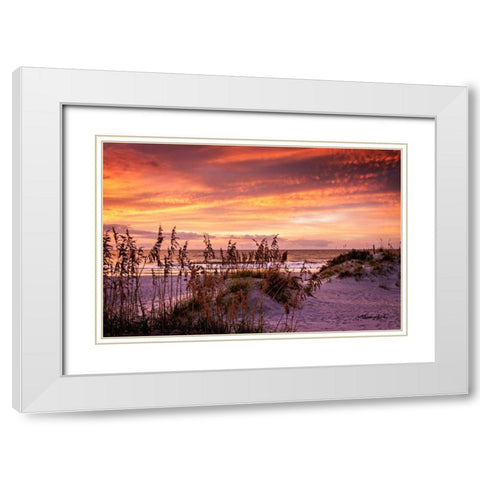 Fiery Beach Sunrise White Modern Wood Framed Art Print with Double Matting by Hausenflock, Alan