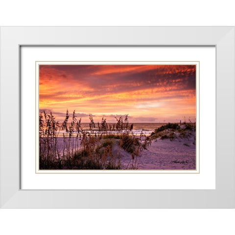 Fiery Beach Sunrise White Modern Wood Framed Art Print with Double Matting by Hausenflock, Alan