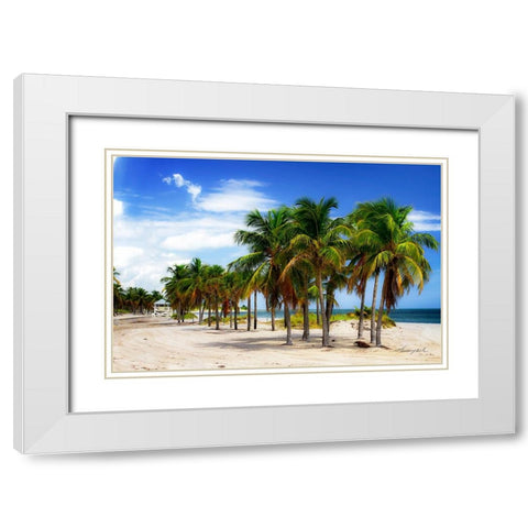 Palms on the Beach II White Modern Wood Framed Art Print with Double Matting by Hausenflock, Alan