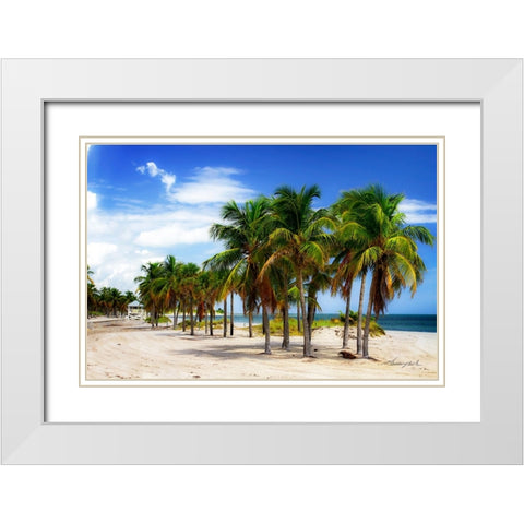 Palms on the Beach II White Modern Wood Framed Art Print with Double Matting by Hausenflock, Alan
