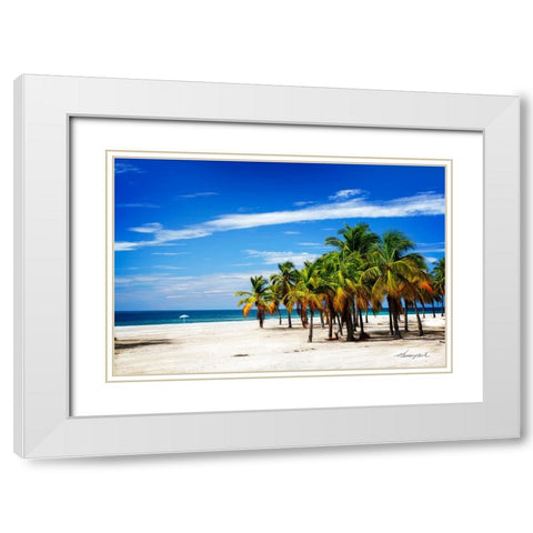 Palms on the Beach IV White Modern Wood Framed Art Print with Double Matting by Hausenflock, Alan