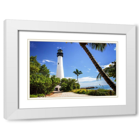 Cape Florida Light I White Modern Wood Framed Art Print with Double Matting by Hausenflock, Alan