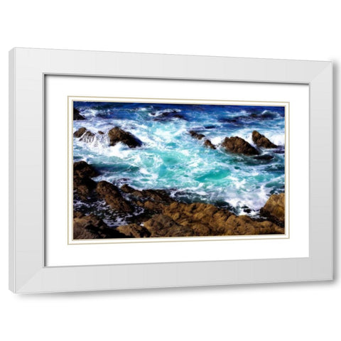 Churning Surf I White Modern Wood Framed Art Print with Double Matting by Hausenflock, Alan