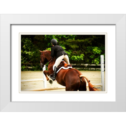 Jumping Hunter III White Modern Wood Framed Art Print with Double Matting by Hausenflock, Alan