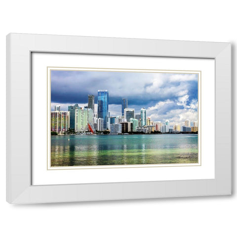 Downtown Miami White Modern Wood Framed Art Print with Double Matting by Hausenflock, Alan