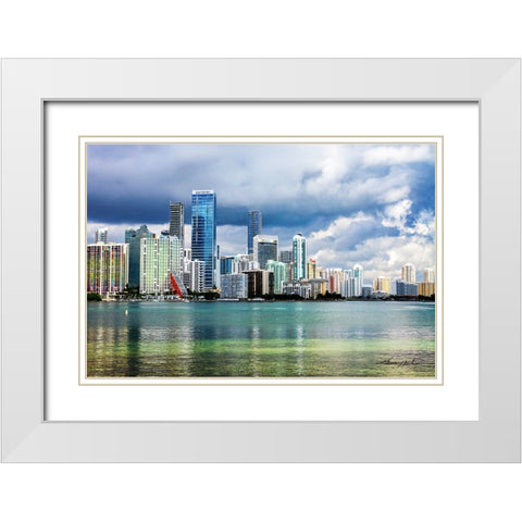 Downtown Miami White Modern Wood Framed Art Print with Double Matting by Hausenflock, Alan