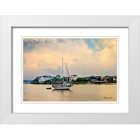 Mooring in Banks Channel White Modern Wood Framed Art Print with Double Matting by Hausenflock, Alan