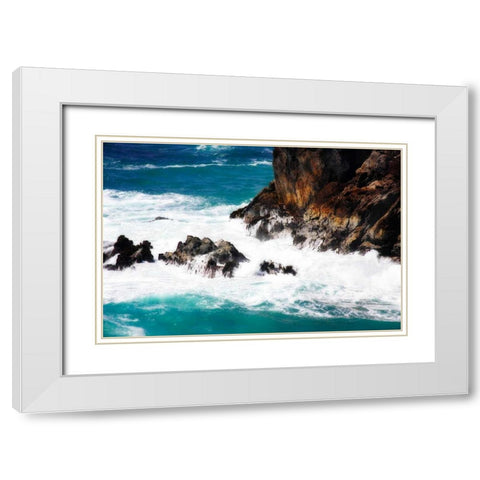 Churning Surf II White Modern Wood Framed Art Print with Double Matting by Hausenflock, Alan