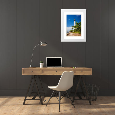 Cape Florida Lighthouse III White Modern Wood Framed Art Print with Double Matting by Hausenflock, Alan