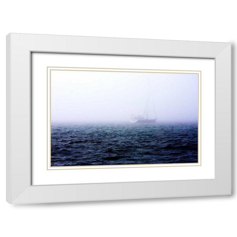 Fog on the Bay I White Modern Wood Framed Art Print with Double Matting by Hausenflock, Alan