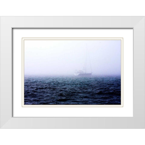 Fog on the Bay I White Modern Wood Framed Art Print with Double Matting by Hausenflock, Alan