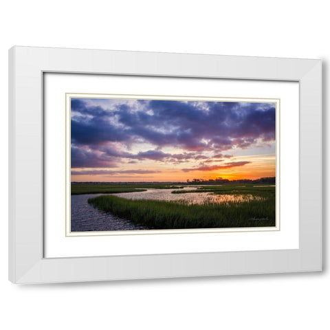 Sunset in the Marsh White Modern Wood Framed Art Print with Double Matting by Hausenflock, Alan
