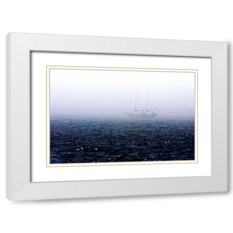 Fog on the Bay II White Modern Wood Framed Art Print with Double Matting by Hausenflock, Alan