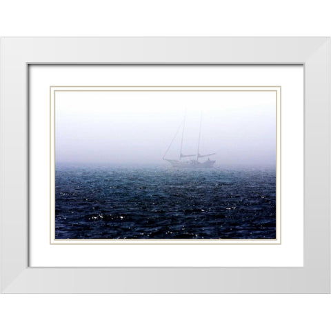 Fog on the Bay II White Modern Wood Framed Art Print with Double Matting by Hausenflock, Alan