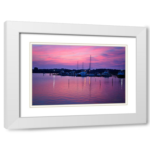 Harbor Sunrise White Modern Wood Framed Art Print with Double Matting by Hausenflock, Alan