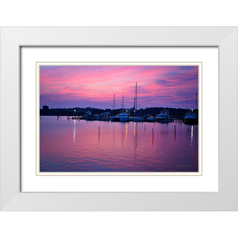 Harbor Sunrise White Modern Wood Framed Art Print with Double Matting by Hausenflock, Alan