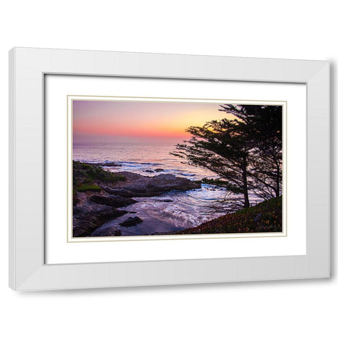 Sunset on Carmel Bay II White Modern Wood Framed Art Print with Double Matting by Hausenflock, Alan