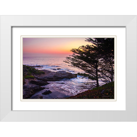Sunset on Carmel Bay II White Modern Wood Framed Art Print with Double Matting by Hausenflock, Alan