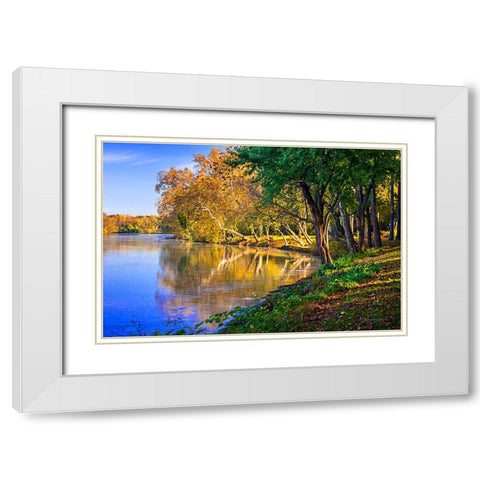 Reflections of Autumn White Modern Wood Framed Art Print with Double Matting by Hausenflock, Alan