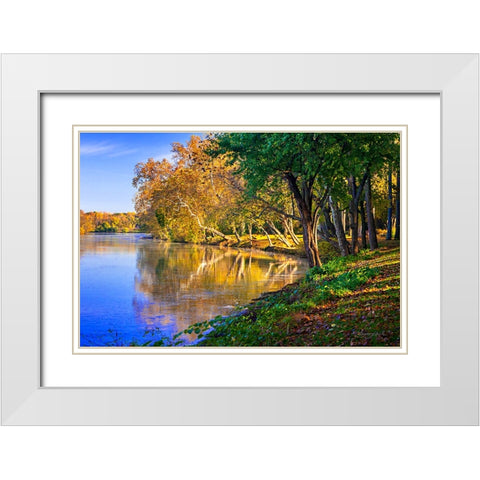 Reflections of Autumn White Modern Wood Framed Art Print with Double Matting by Hausenflock, Alan