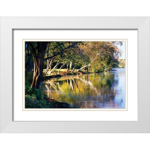 Autumn on the James II White Modern Wood Framed Art Print with Double Matting by Hausenflock, Alan