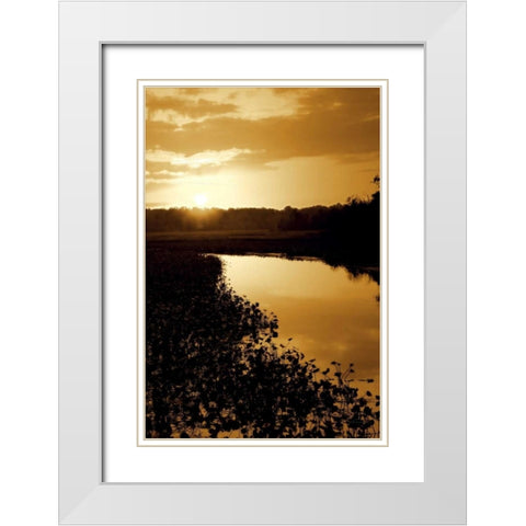 Sunset on the Lake I White Modern Wood Framed Art Print with Double Matting by Hausenflock, Alan