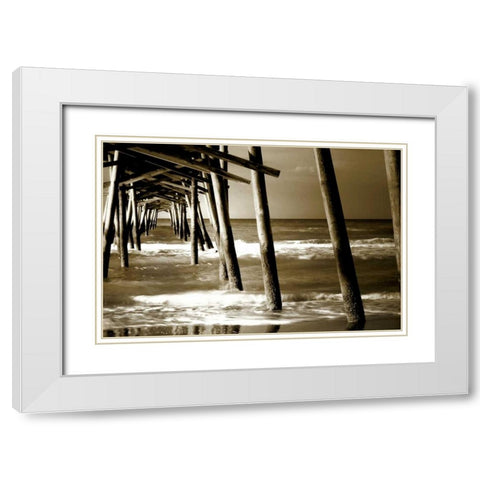 Under the Pier II White Modern Wood Framed Art Print with Double Matting by Hausenflock, Alan